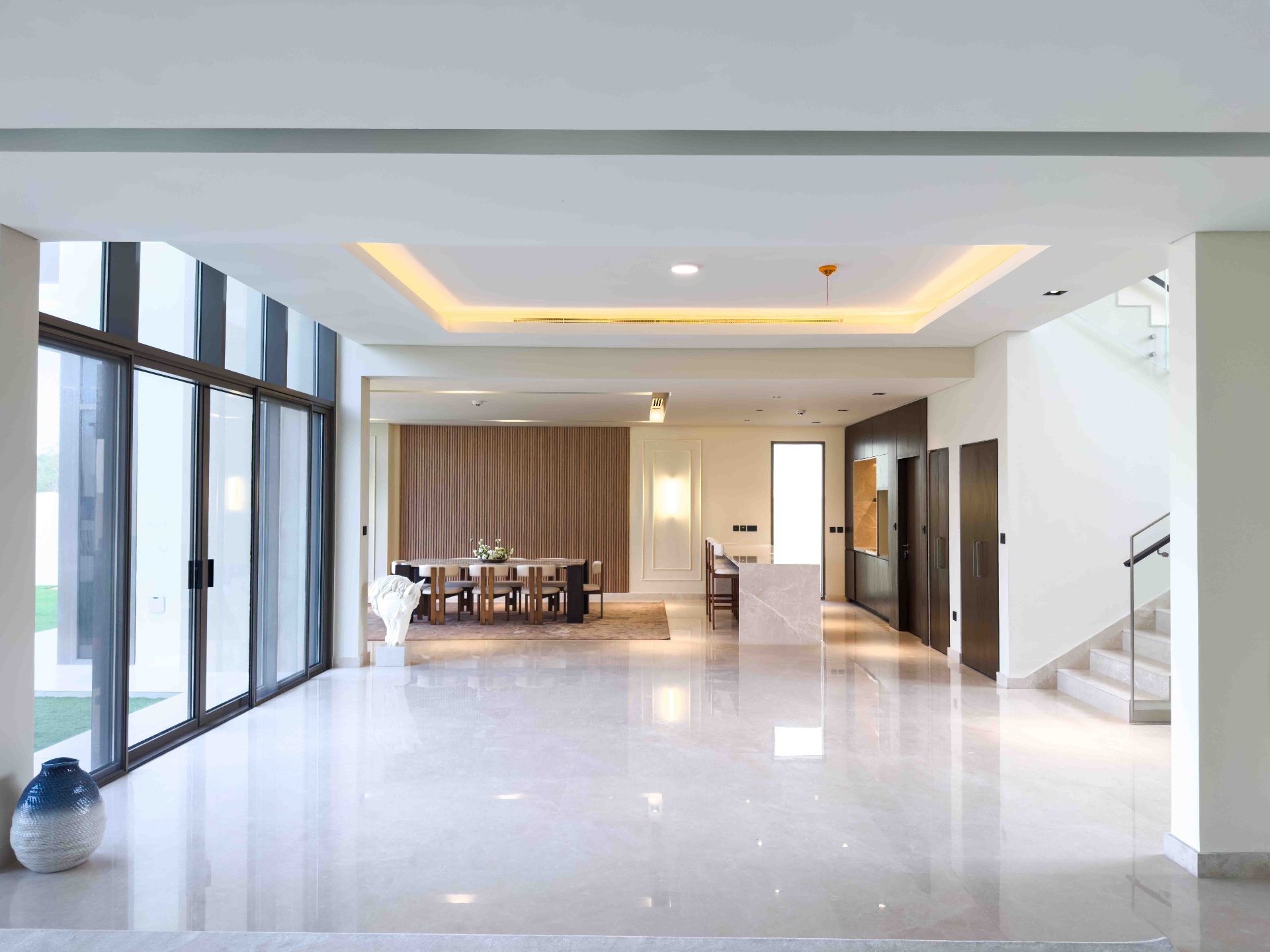 Entrance foyer leading into the open-plan living, dining and kitchen spaces